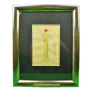 Lanvin of Paris C1920s Fashion Model Original Watercolour For Sale