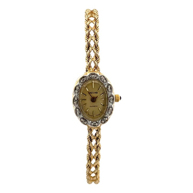 Mid 20th Century Jaguar Ladies Vintage Watch in 14k Yellow Gold For Sale