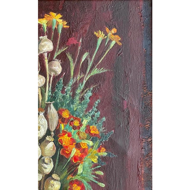 Realism Original Still Life Oil Painting, Flowers in Vase, Soviet Ukrainian Art 78,5-38,5 For Sale - Image 3 of 6