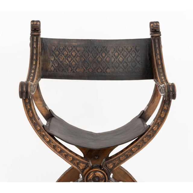 Renaissance Revival Walnut Savonarola Chair For Sale - Image 4 of 11