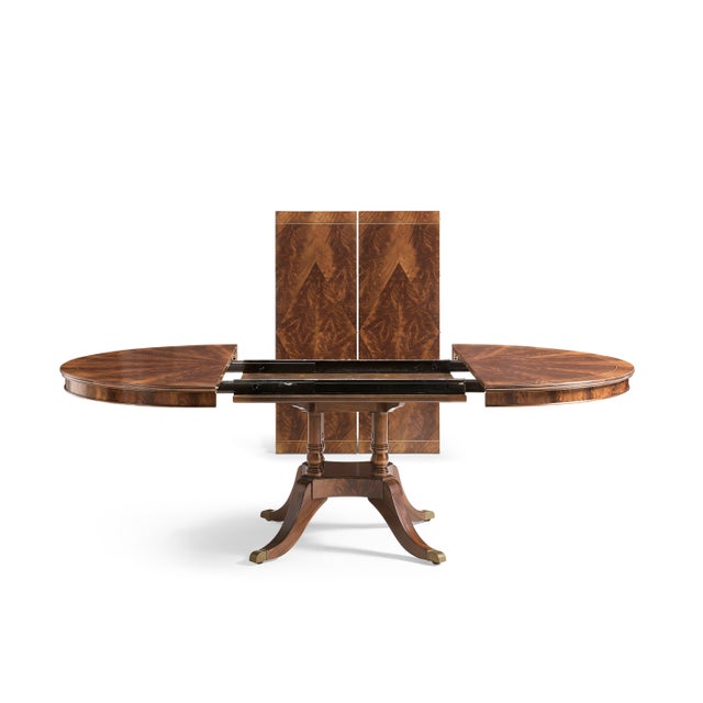 54" Round to 90" Oval Flame Mahogany Dining Table With Two Leaves, Seats 4 to 8 People, an Ap Exclusive by AntiquePurveyor For Sale - Image 14 of 17