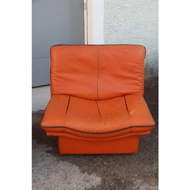 1980s Cognac Leather Gabbiano Sofa & 2 Chairs from Lev&Lev, 1980s, Set of 3 For Sale - Image 5 of 18