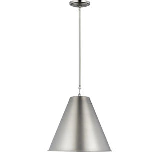 Thomas O'Brien By Visual Comfort Studio Gordon 1-Light Pendant with Steel Shade in Antique Brushed Nickel For Sale