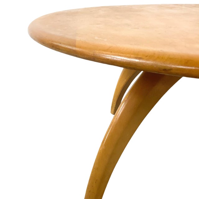 Heywood-Wakefield Heywood-Wakefield Solid Birch Round Lazy Susan Coffee Table in Wheat For Sale - Image 4 of 18