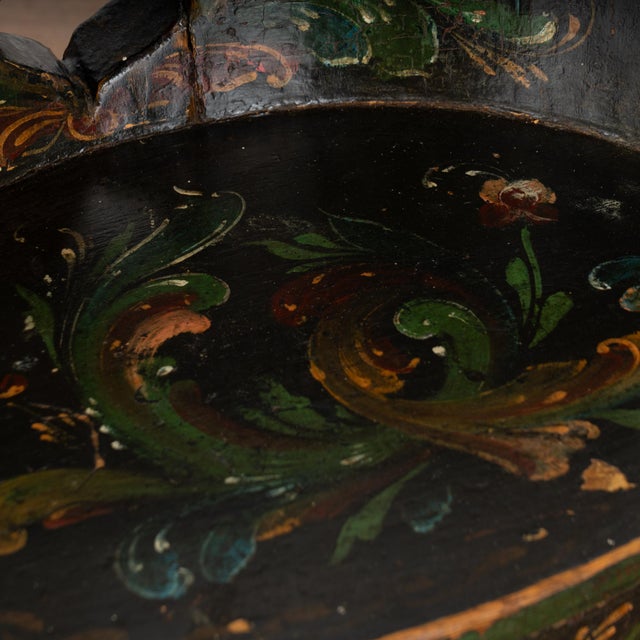 19th Century Original Painted and Carved Swedish Child's Kubbestol Log Chair For Sale - Image 6 of 12