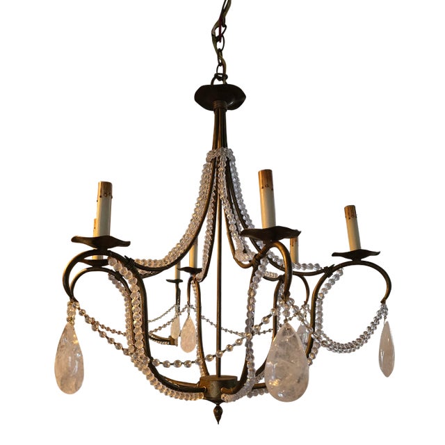 Vintage Mid-Century Style Rock Crystal Chandelier For Sale