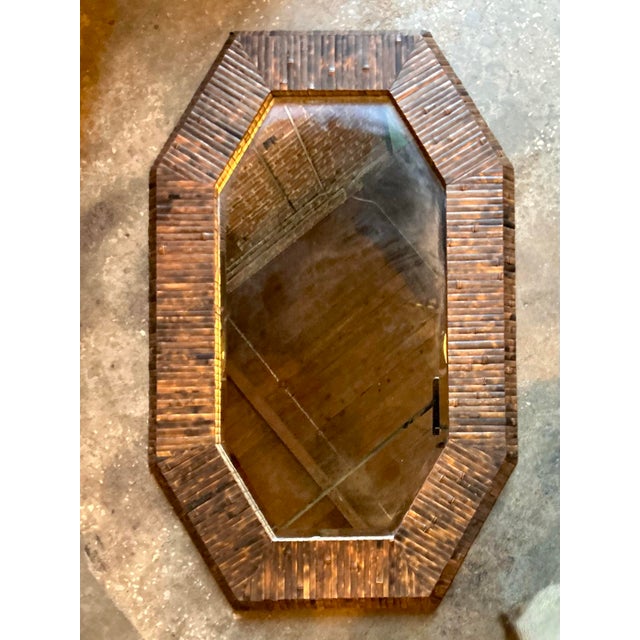 Contemporary Vintage Boho Harrison Van Horn Split Bamboo Octagon Mirror For Sale - Image 3 of 12
