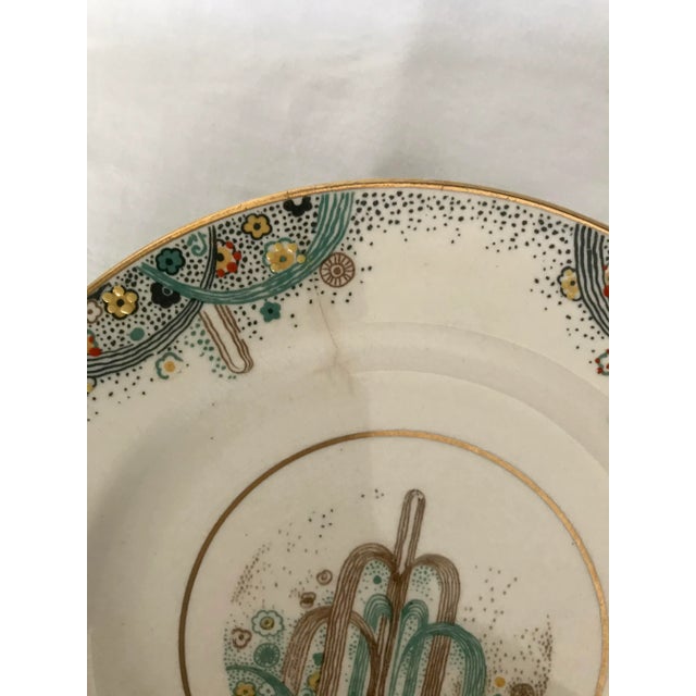 Antique Johnson Bros. Art Deco Les Fontaines Paris Exposition 1925 Hand Painted Luncheon Plates, Set of 2 For Sale - Image 6 of 10