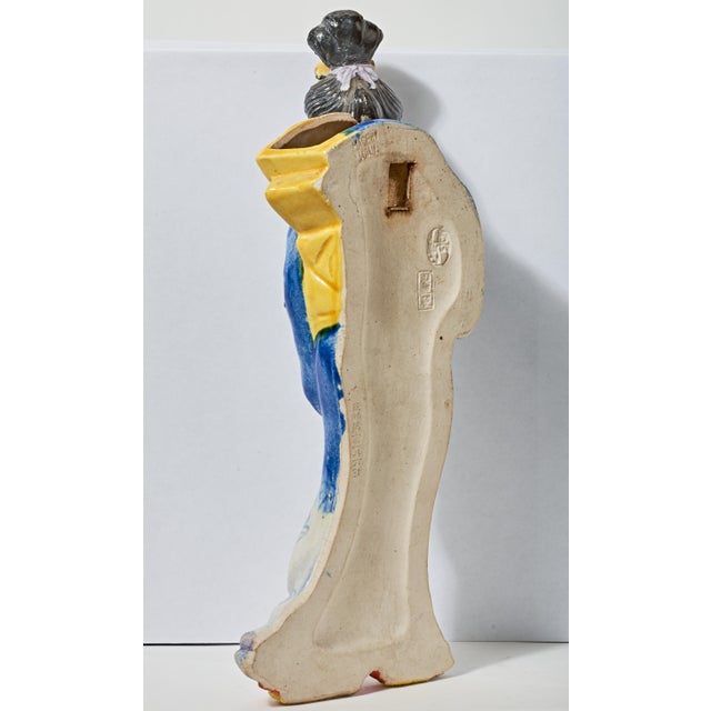 Antique Japanese Ceramic Geisha Wall Vase For Sale - Image 4 of 9