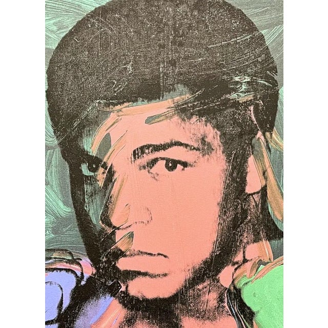 Andy Warhol (after) "Muhammad Ali blue-green" print, size 60 x 60 cm, plate signed bottom right, numbered with pencil on...