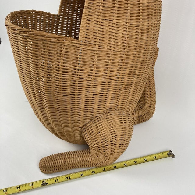 Large VTG 28" Wicker Kangaroo Storage Basket Hamper Plant Toilet Paper Holder For Sale - Image 11 of 12