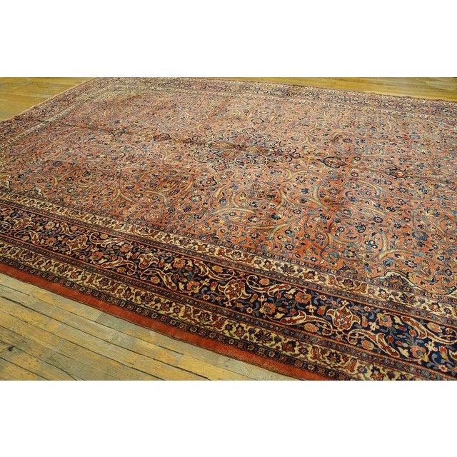 1900s Fine Traditional Antique Red Rust Floral Medallion Dabir Kashan Rug For Sale In New York - Image 6 of 9