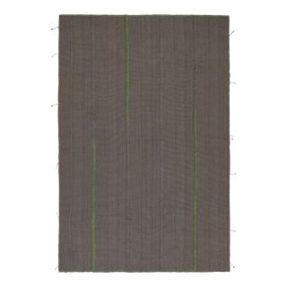 Rug & Kilim’s Custom Kilim Design in Gray With Green and Brown Accents For Sale