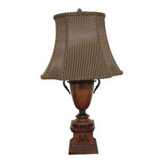 1990s Decorative Toleware Urn Table Lamp W. Shade For Sale