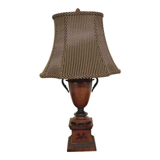 1990s Decorative Toleware Urn Table Lamp W. Shade For Sale