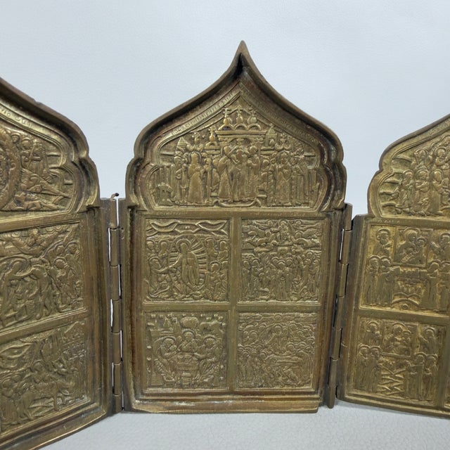 19th Century 19th Century Brass Folding Travel Polyptych Exhibition in Brass, 1890s For Sale - Image 5 of 11