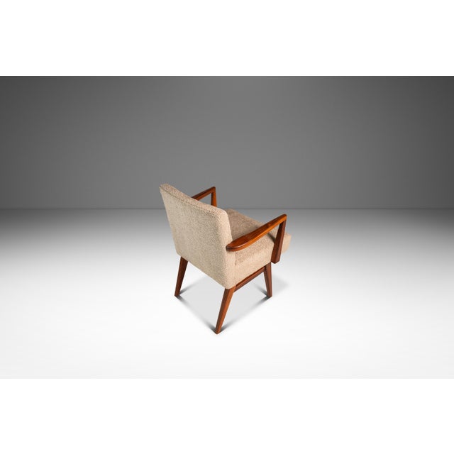 Beige Set of Four (4) Rare Mid-Century Modern Model C-108 Armchairs in Walnut & Beige Bouclé Attributed to Jens Risom for Jens Risom Design, Usa, C. 1960s For Sale - Image 8 of 18