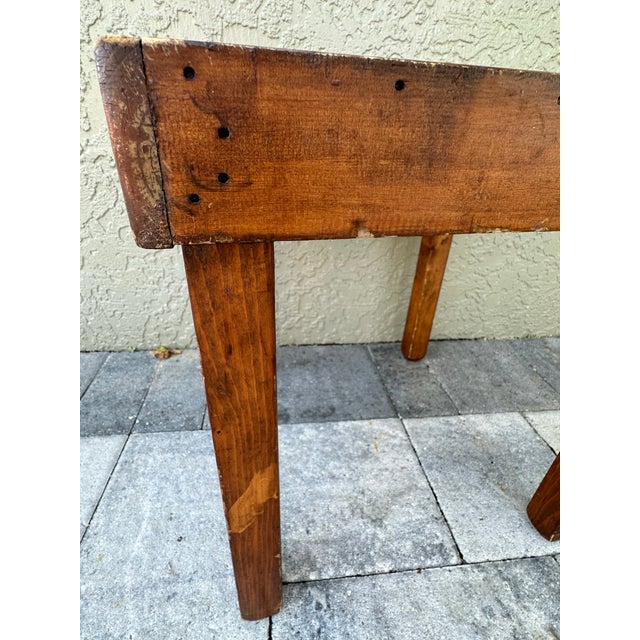 Antique Early 20th Century Handmade Wooden Rustic Farmhouse Style Accent Table/Stool For Sale - Image 10 of 11