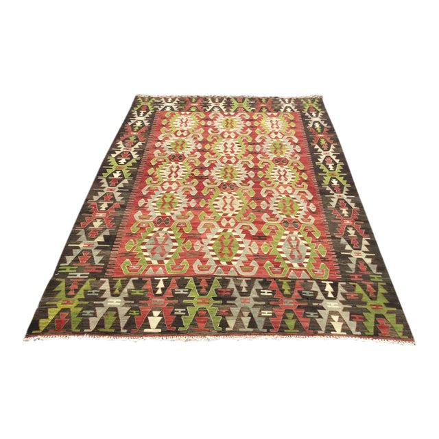Vintage Turkish Kilim Rug - 83" X 112" For Sale