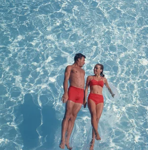 Swimming Pool Pair' Contemporary Archival Color Photograph Print From the Original Negative by Tom Kelley - 30x30