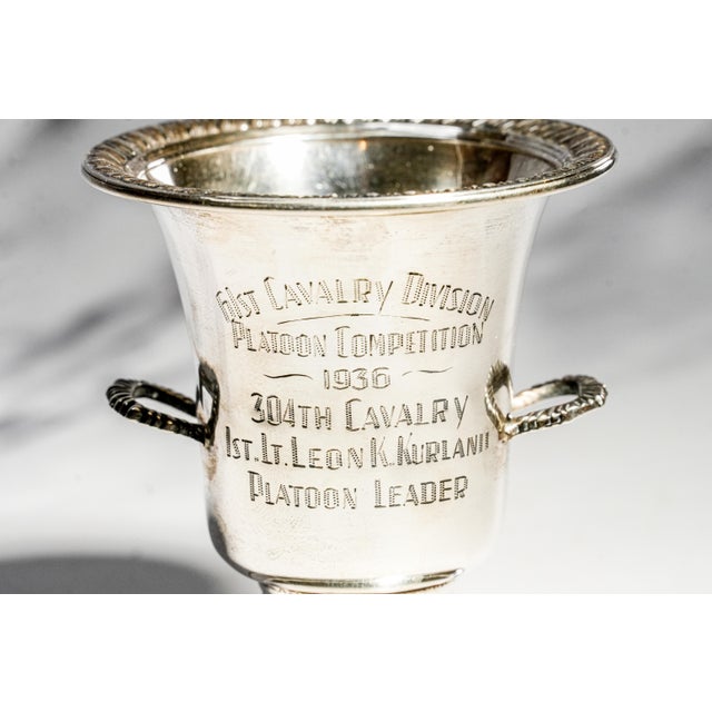 Rare Collection Miniature Sterling Silver Antique Trophy Pin Dish Tray Horse Calvary School Ft. Riley Kansas Militaria Interest For Sale - Image 4 of 16