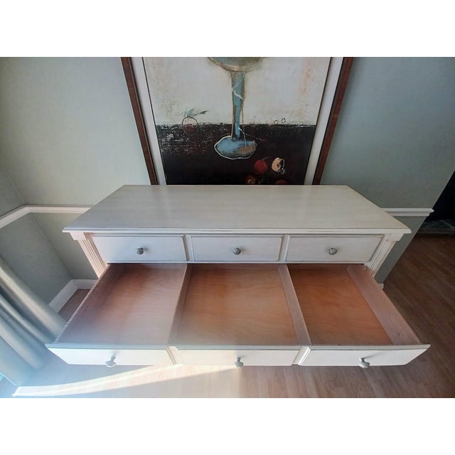 Antique White Ethan Allen Swedish Gustavian Highboy / Tallboy / Dresser / Chest of Drawers For Sale - Image 8 of 12