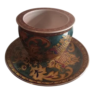 Vintage Oriental Moriage Fish Planter & Tray Set- 2 Pieces