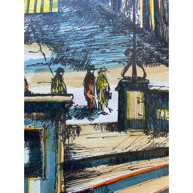 1970s Vintage 1970’s Hand Colored Lithograph of Quebec Canada Cityscape For Sale - Image 5 of 6