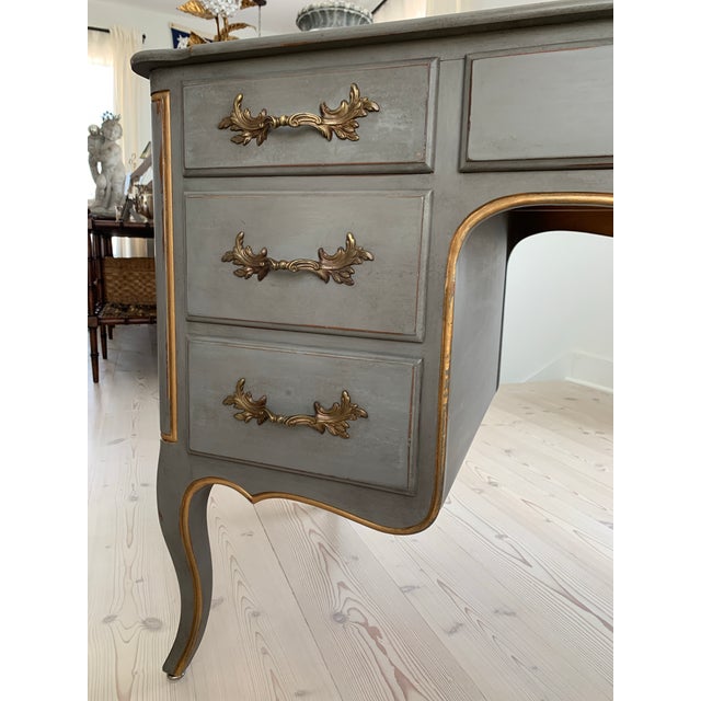 Gray Vintage French Style Writing Desk or Vanity For Sale - Image 8 of 12