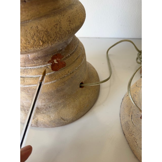 1980’s Vintage Handmade Organic Terracotta Table Lamps – A Pair For Sale - Image 12 of 12