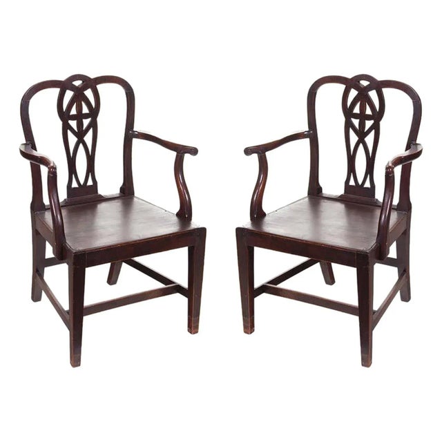 English Chippendale Arm Chairs - a Pair For Sale - Image 5 of 5
