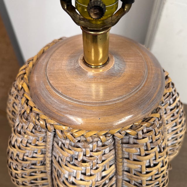Coastal Woven Rattan Table Lamp For Sale - Image 9 of 12