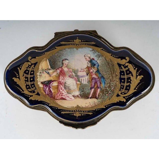 Small 19th century napoleon iii period sèvres porcelain box. A napoleon iii period small box, 19th century, in sèvres blue...