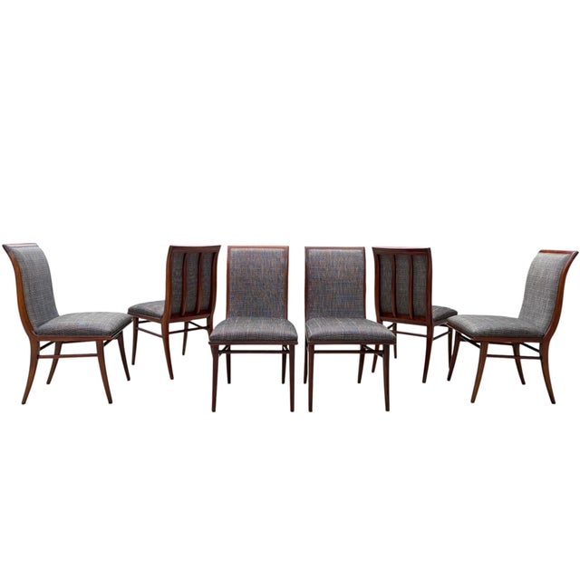 Mid-Century Modern Vintage Mid-Century Sculptural Walnut Dining Chairs With Sabre Legs, Set of 6 For Sale - Image 3 of 18