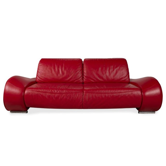 Two-Seater Sofa and Ottoman in Leather from Musterring, Set of 2 For Sale - Image 4 of 18