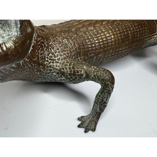 French Early 20th Century Bronze Crocodile Fountain Head Garden Sculpture After Antoine-Louis Barye For Sale - Image 6 of 18