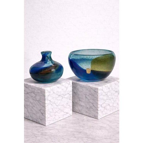Abstracta Art Glass Vase and Bowl by Bengt Orup for Johansfors, Sweden, 1960s, Set of 2 For Sale - Image 3 of 9