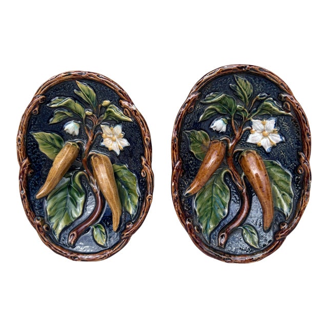 Pair of 19th Century Austrian Majolica Pepper Platter Johann Maresh For Sale