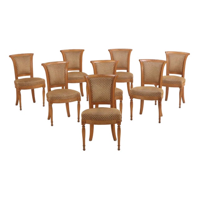 Set of Eight French Directoire Style Dining Chairs, C. 1950 For Sale