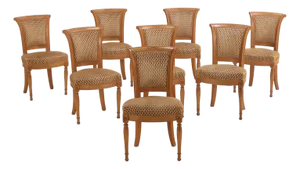 Set of Eight French Directoire Style Dining Chairs, C. 1950