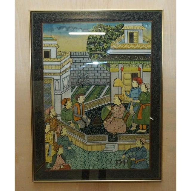 Pair of circa 1880-1900 hand painted silk wall hangings depicting oriental scenes. A very good looking and decorative...