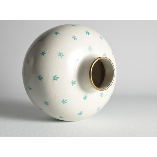 Swedish Grace Menuett Vase with Green Leaf Motif by Arthur Percy for Gefle, 1950s For Sale - Image 11 of 17