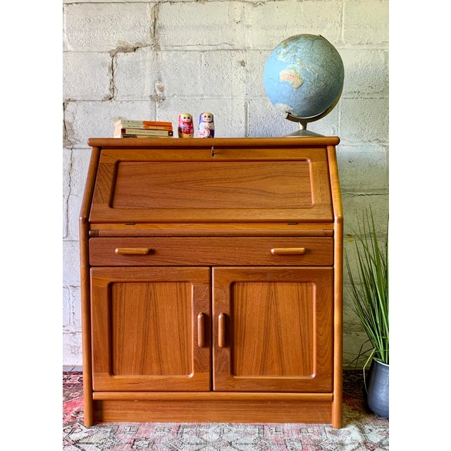 Teak Mid Century Modern Secretary Desk Storage Made In Denmark Chairish