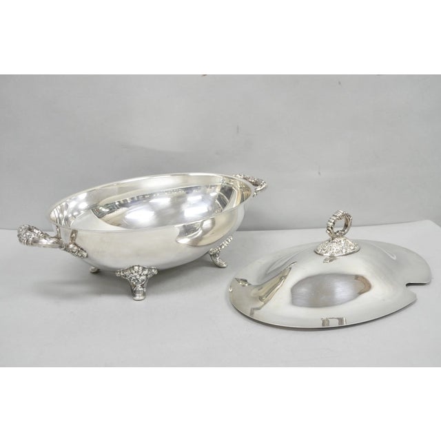Vintage Lancaster Rose by Poole Large Oval Silver Plated Covered Soup Tureen For Sale - Image 11 of 18