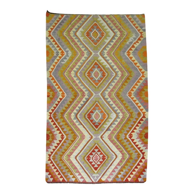 Vintage Turkish Kilim 6' x 10' For Sale