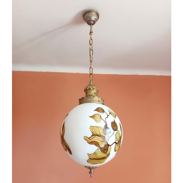 Large Art Nouveau Globe Pendant Light, 1920s For Sale - Image 9 of 10