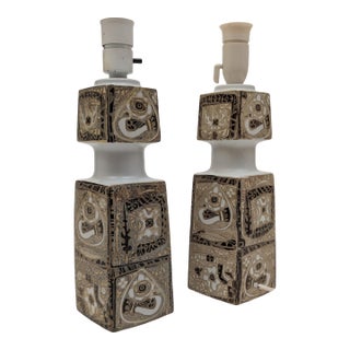 1960s Danish Porcelain Baca Table Lamps by Nils Thorsson for Royal Copenhagen - Set of 2 For Sale