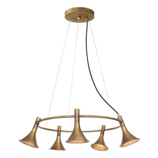 Round Raw Brass Megafon 5 Ceiling Lamp by Jesper Ståhl for Konsthantverk For Sale