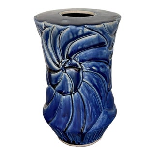 20th Century Cobalt Blue Studio Pottery Vase - Signed For Sale