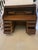 Wood Large Antique Edwardian Freestanding Oak Roll Top Desk, 1900 For Sale - Image 7 of 18